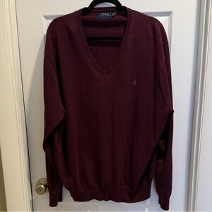 Polo by Ralph Lauren Men's Deep Burgundy V-Neck Sweater